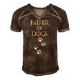 Father Of Dogs Paw Prints Men's Short Sleeve V-neck 3D Print Retro Tshirt Brown