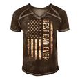 Fathers Day Best Dad Ever American Flag Men's Short Sleeve V-neck 3D Print Retro Tshirt Brown
