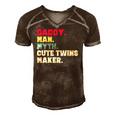 Fathers Day Daddy Man Myth Cute Twins Maker Vintage Gift Men's Short Sleeve V-neck 3D Print Retro Tshirt Brown