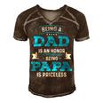 Fathers Day For Dad An Honor Being Papa Is Priceless V3 Men's Short Sleeve V-neck 3D Print Retro Tshirt Brown