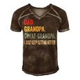Fathers Day Gift From Grandkids Dad Grandpa Great Grandpa V3 Men's Short Sleeve V-neck 3D Print Retro Tshirt Brown