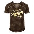 Fathers Day Gift Im Just Here To Embarrass My Kids Men's Short Sleeve V-neck 3D Print Retro Tshirt Brown