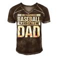 Favorite Baseball Player Calls Me Dad Men's Short Sleeve V-neck 3D Print Retro Tshirt Brown