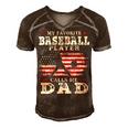 Favorite Baseball Player Calls Me Dad V2 Men's Short Sleeve V-neck 3D Print Retro Tshirt Brown