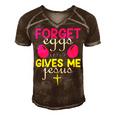 Forger Eggs Gives Me Jesus Funny Easter Day Men's Short Sleeve V-neck 3D Print Retro Tshirt Brown