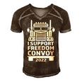 Freedom Convoy 2022 In Support Of Truckers Mandate Freedom Men's Short Sleeve V-neck 3D Print Retro Tshirt Brown