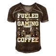 Fueled By Gaming And Coffee Video Gamer Gaming Men's Short Sleeve V-neck 3D Print Retro Tshirt Brown