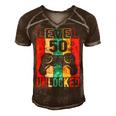 Fun 50Th Birthday Level 50 Unlocked Retro Graphic Birthday Men's Short Sleeve V-neck 3D Print Retro Tshirt Brown