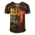 Funny Best Papa By Par Fathers Day Golf Gift Grandpa Men's Short Sleeve V-neck 3D Print Retro Tshirt Brown
