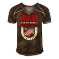 Funny Cornhole Player Dad Is My Name Cornhole Is My Game Men's Short Sleeve V-neck 3D Print Retro Tshirt Brown