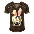 Funny Cute Pink Bunny Im All Ears Rabbit Happy Easter Day Gift For Girls Women Mom Mommy Family Birthday Holiday Christmas Men's Short Sleeve V-neck 3D Print Retro Tshirt Brown