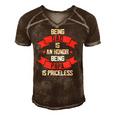 Funny Fathers Day Grandpa Being Papa Is Priceless Fun Men's Short Sleeve V-neck 3D Print Retro Tshirt Brown