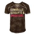 Funny Gym Workout Fathers Day Dumbbells Deadlifts Daughters Men's Short Sleeve V-neck 3D Print Retro Tshirt Brown