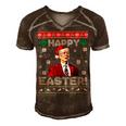 Funny Joe Biden Happy Easter Ugly Christmas Men's Short Sleeve V-neck 3D Print Retro Tshirt Brown