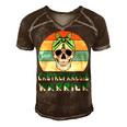 Gastroparesis Warrior Skull Women Vintage Green Ribbon Gastroparesis Gastroparesis Awareness Men's Short Sleeve V-neck 3D Print Retro Tshirt Brown