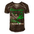 Glaucoma Dad Most People Never Meet Their Hero I Raised Mine Green Ribbon Glaucoma Glaucoma Awareness Men's Short Sleeve V-neck 3D Print Retro Tshirt Brown