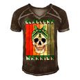 Glaucoma Warrior Skull Women Vintage Green Ribbon Glaucoma Glaucoma Awareness Men's Short Sleeve V-neck 3D Print Retro Tshirt Brown