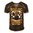 Grandfather Cool Grandad Bowler 416 Bowling Bowler Men's Short Sleeve V-neck 3D Print Retro Tshirt Brown