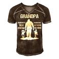 Grandpa Gift Grandpa Best Friend Best Partner In Crime Men's Short Sleeve V-neck 3D Print Retro Tshirt Brown