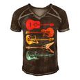 Guitar Lover Retro Style Gift For Guitarist Men's Short Sleeve V-neck 3D Print Retro Tshirt Brown