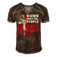 Guns Dont Kill People Dads With Pretty Daughters Humor Dad Men's Short Sleeve V-neck 3D Print Retro Tshirt Brown