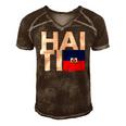 Haiti Flag Haiti Nationalist Haitian Men's Short Sleeve V-neck 3D Print Retro Tshirt Brown