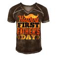 Happy First Fathers Day Dad T-Shirt Men's Short Sleeve V-neck 3D Print Retro Tshirt Brown