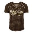Happy First Fathers Day - New Dad Gift Men's Short Sleeve V-neck 3D Print Retro Tshirt Brown