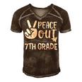 Happy Last Day Of School Retro Peace Out 7Th Grade Men's Short Sleeve V-neck 3D Print Retro Tshirt Brown