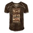 Human Kindness Peace Equality Love Inclusion Diversity Men's Short Sleeve V-neck 3D Print Retro Tshirt Brown