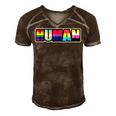 Human Lgbt Flag Gay Pride Month Transgender Men's Short Sleeve V-neck 3D Print Retro Tshirt Brown