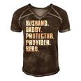 Husband Daddy Protector Provider Hero Fathers Day Daddy Day Men's Short Sleeve V-neck 3D Print Retro Tshirt Brown