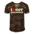 I Heart Hot Grandpas I Love Hot Grandpas Men's Short Sleeve V-neck 3D Print Retro Tshirt Brown