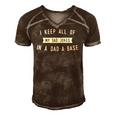 I Keep All Of My Jokes In A Dad-A-Base - Funny Dad Jokes Classic Men's Short Sleeve V-neck 3D Print Retro Tshirt Brown