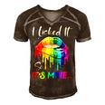 I Licked It So Its Mine Funny Lesbian Gay Pride Lgbt Flag Men's Short Sleeve V-neck 3D Print Retro Tshirt Brown
