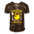 I Like Exercise Because I Love Eating Gym Workout Fitness Men's Short Sleeve V-neck 3D Print Retro Tshirt Brown