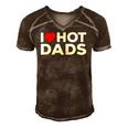 I Love Hot Dads Red Heart Funny Men's Short Sleeve V-neck 3D Print Retro Tshirt Brown