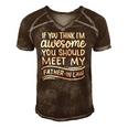 If You Think Im Awesome You Should Meet My Father-In-Law Men's Short Sleeve V-neck 3D Print Retro Tshirt Brown