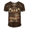 Im A Dad And Barber Funny Fathers Day & 4Th Of July Men's Short Sleeve V-neck 3D Print Retro Tshirt Brown