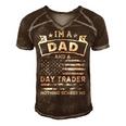 Im A Dad And Day Trader Funny Fathers Day & 4Th Of July Men's Short Sleeve V-neck 3D Print Retro Tshirt Brown