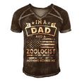 Im A Dad And Zoologist Funny Fathers Day & 4Th Of July Men's Short Sleeve V-neck 3D Print Retro Tshirt Brown