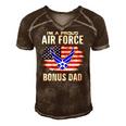 Im A Proud Air Force Bonus Dad With American Flag Veteran Men's Short Sleeve V-neck 3D Print Retro Tshirt Brown