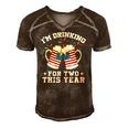 Im Drinking For Two This Year Pregnancy 4Th Of July Men's Short Sleeve V-neck 3D Print Retro Tshirt Brown