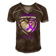 In Memory Dad Purple Alzheimers Awareness Men's Short Sleeve V-neck 3D Print Retro Tshirt Brown