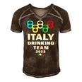 Italy Drinking Team Men's Short Sleeve V-neck 3D Print Retro Tshirt Brown