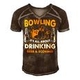 Its All About Drinking Beer And Scoring 178 Bowling Bowler Men's Short Sleeve V-neck 3D Print Retro Tshirt Brown