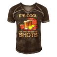 Its Cool Ive Had Both My Shots American Flag 4Th Of July Men's Short Sleeve V-neck 3D Print Retro Tshirt Brown