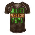 Juliet Echo Echo Papa Papa T-Shirt Fathers Day Gift Men's Short Sleeve V-neck 3D Print Retro Tshirt Brown