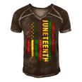 Juneteenth Us Flag Black King Melanin Dad Men Fathers Day Men's Short Sleeve V-neck 3D Print Retro Tshirt Brown