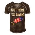 Just Here To Bang 4Th July American Flag - Independence Day Men's Short Sleeve V-neck 3D Print Retro Tshirt Brown